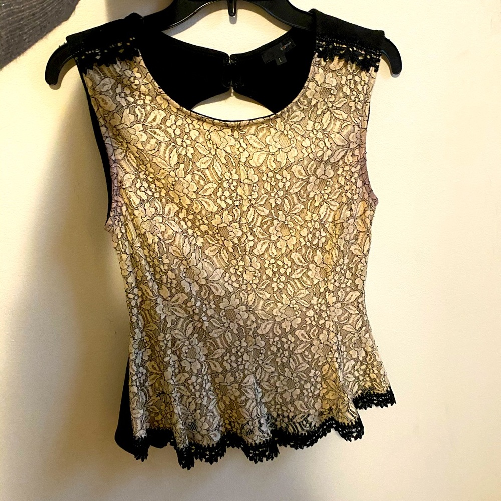 Lace fit and flare shirt with peekaboo back